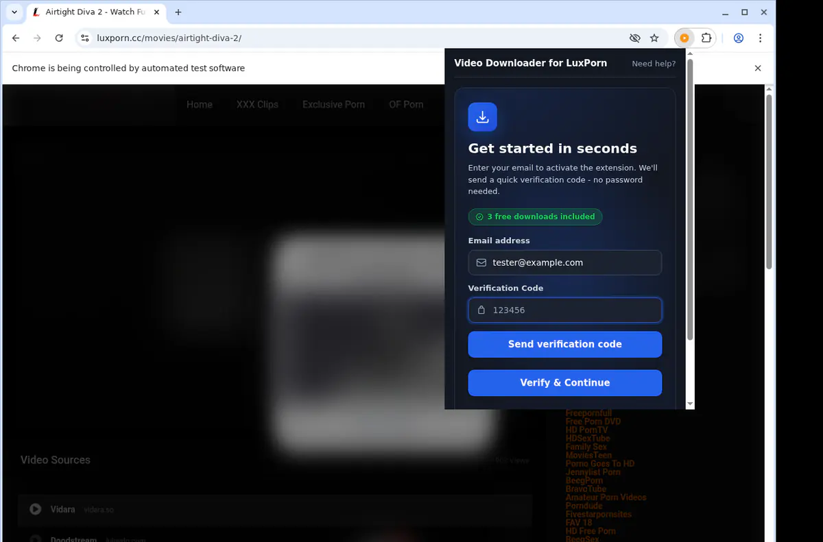 Luxporn Video Downloader browser extension screenshot 4